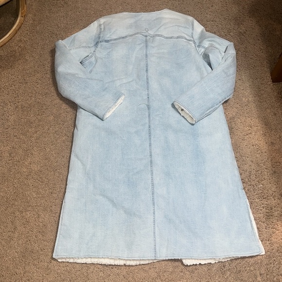 Anthropologie Pilcro Reversible Sherpa Denim Duster Coat Large - Picture 7 of 11